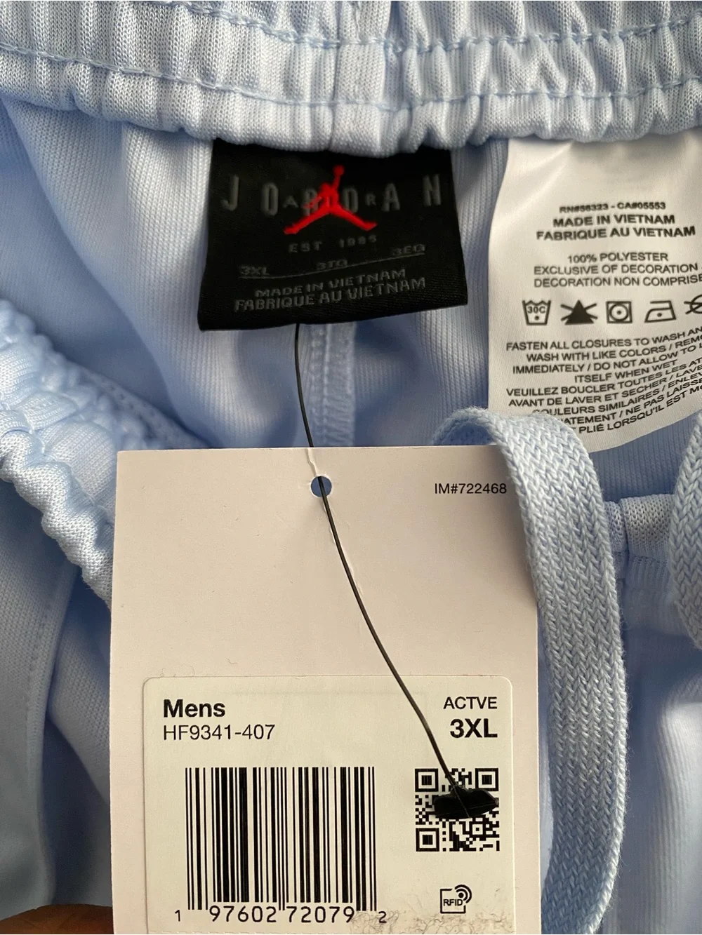 Air Jordan Essentials Tracksuit Pants Men's Size 3XL | Light Blue HF9341-407 NEW